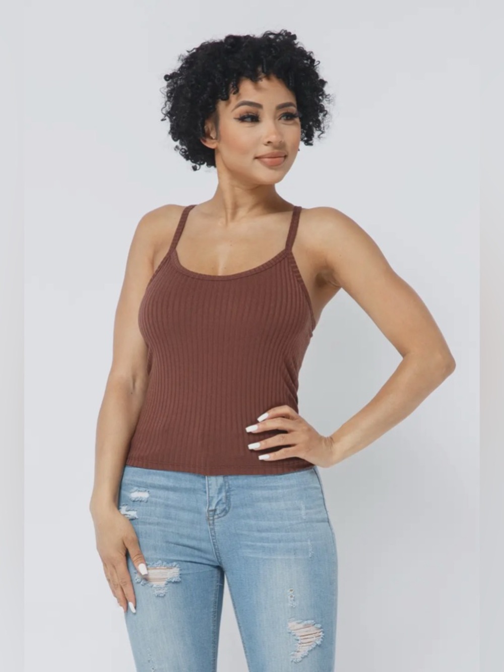Dani Cocoa Racerback Tank Top